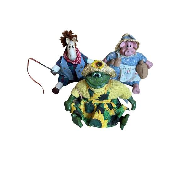 Russ Berrie Pig Horse And Frog Kathleen Kelly Critter Factory Vintage Collection - Picture 1 of 9